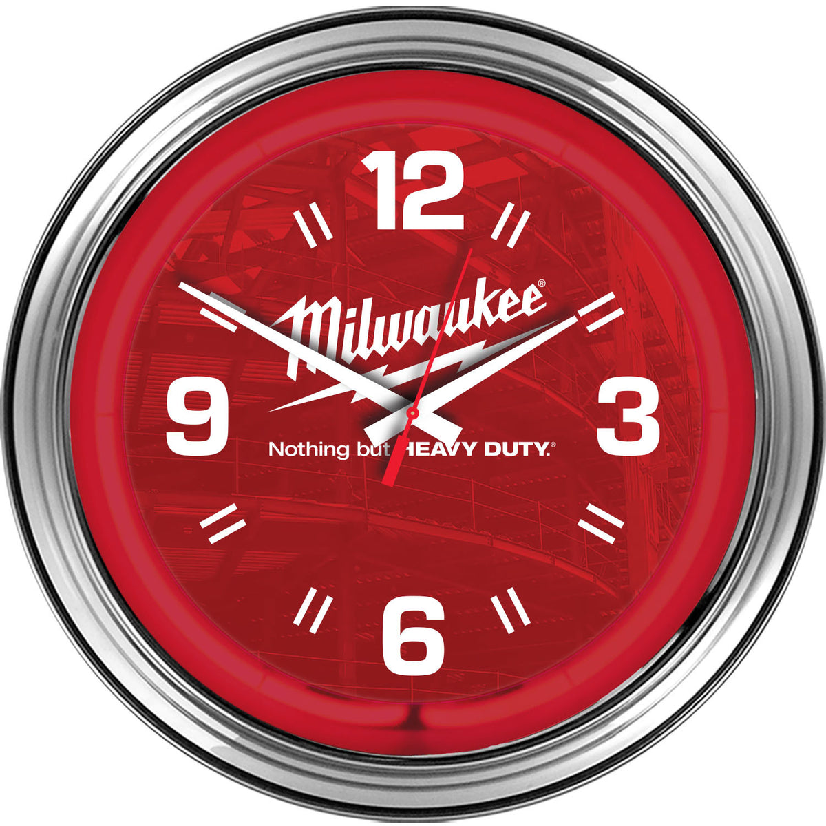 Milwaukee 16" Chrome Steel Neon Clock