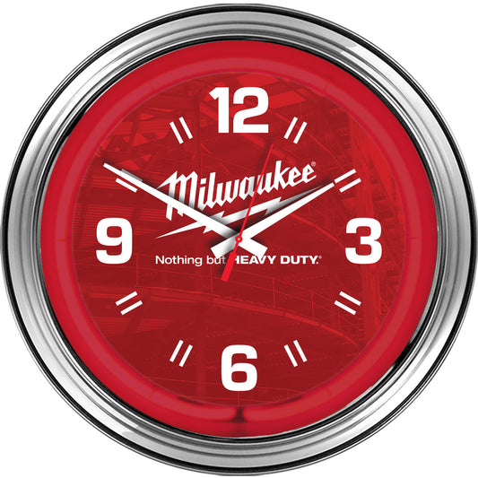 Milwaukee 16" Chrome Steel Neon Clock