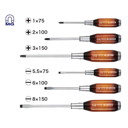 Vessel Premium Wood Screwdriver 6PC. Set