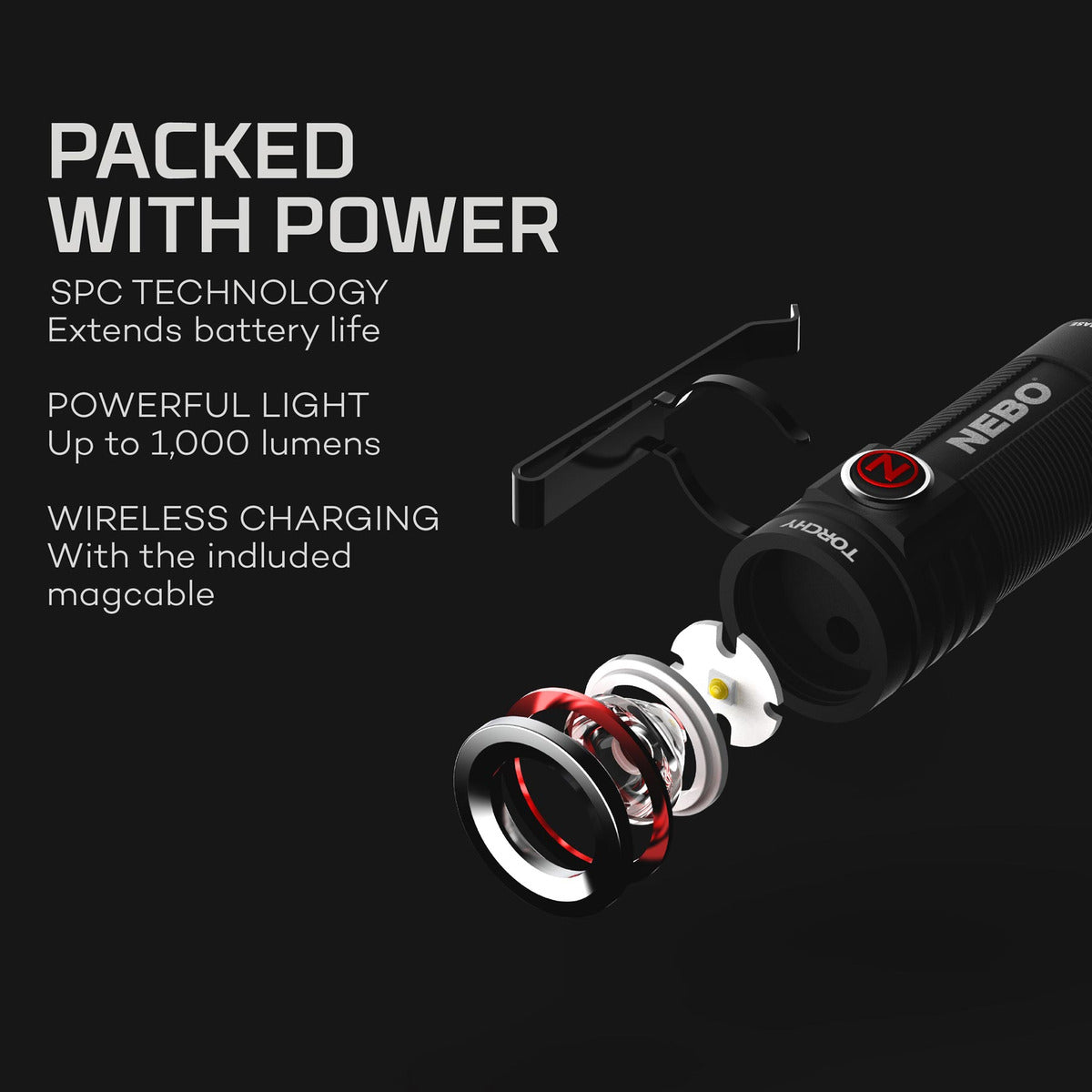 NEBO TORCHY 500 Lumens USB Rechargeable Pocket Flashlight