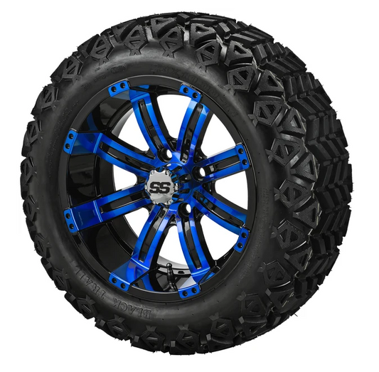 14" Casino Black & Blue Lifted Wheel & Tire Package — Set of 4