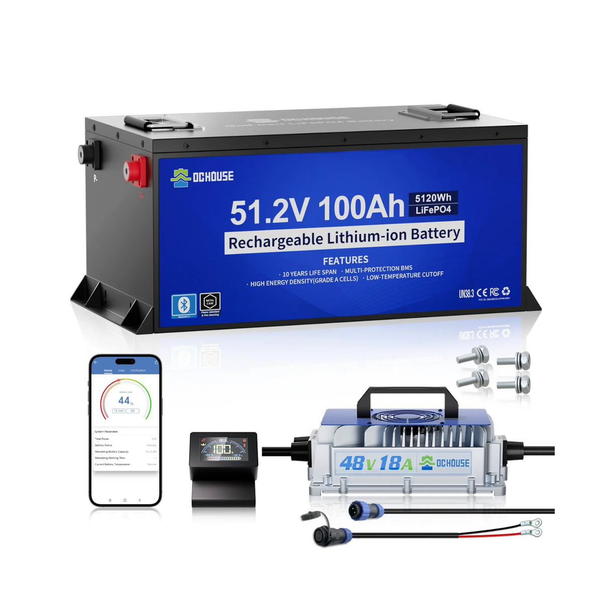 DC House 48V 100Ah Lithium Battery + Charger