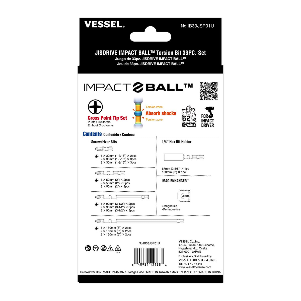 VESSEL IMPACT Screwdriver Bit 52 PC. Set
