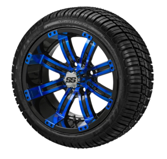 12" Casino Black & Blue Low-Profile Wheel & Tire Package