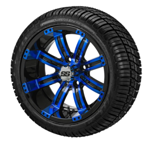 12" Casino Black & Blue Low-Profile Wheel & Tire Package