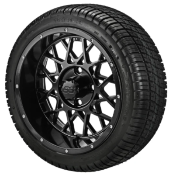 LSI 14" Gloss Blk Wheel - Low Profile Tire Combo