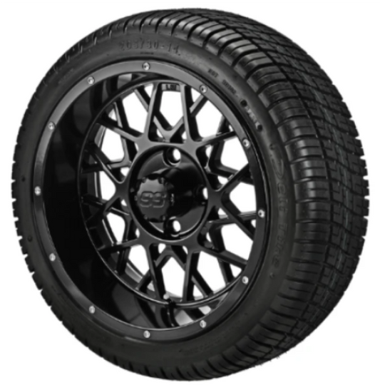 LSI 14" Gloss Blk Wheel - Low Profile Tire Combo