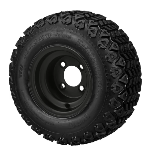 8" Flat Black Steel Wheel and Tire Combo – Set of 4