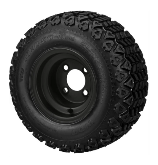 8" Flat Black Steel Wheel and Tire Combo – Set of 4