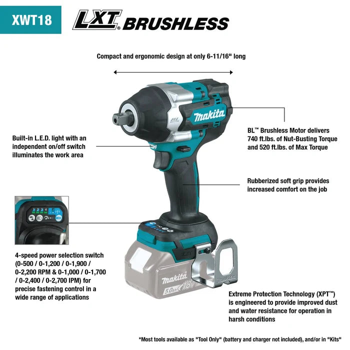 18V Mid-Torque 1/2" Sq. Drive Impact Wrench (Factory Reconditioned) (TOOL ONLY)