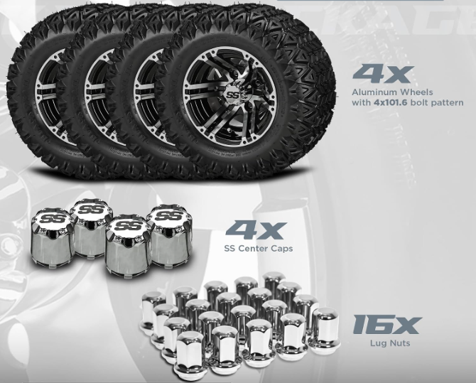 10" Yukon Black/Machined Wheel & Trail II Tire Package