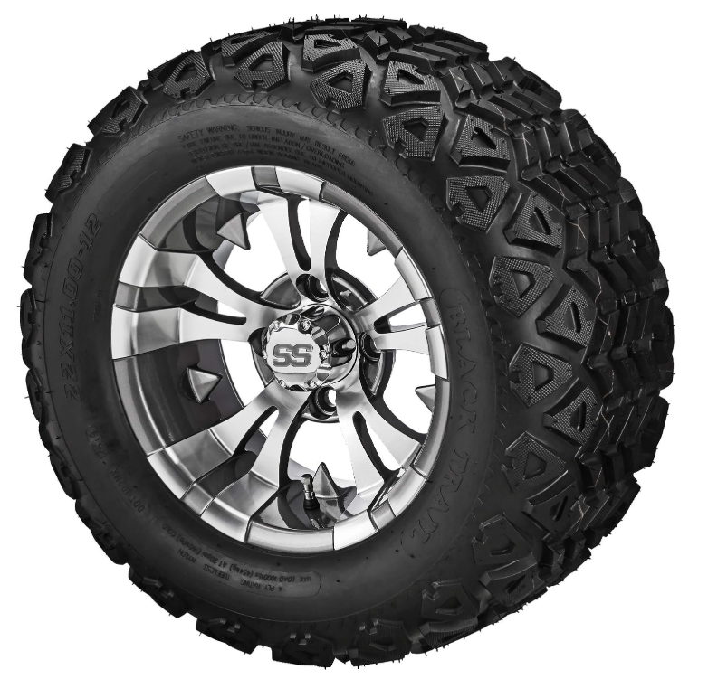 12" Warlock Black/Red Trail Wheel & Tire Package — Set of 4