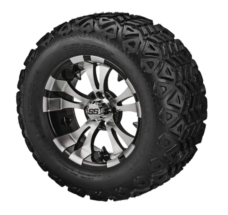 12" Warlock Black/Red Trail Wheel & Tire Package — Set of 4