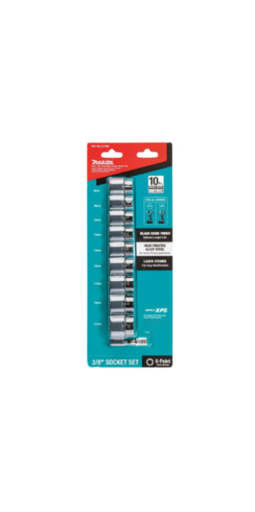 Makita 10 Pc. 3/8" Drive 6-Point Metric Impact Socket Set