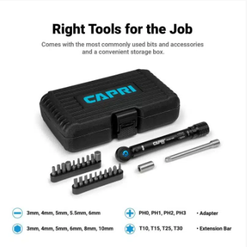 1/4″ Drive Mini Torque Wrench Set, 30-140 in-lb
