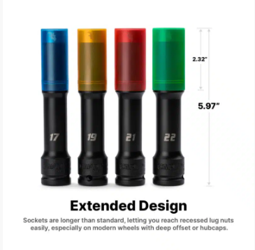 1/2″ Drive Extended Wheel Lug Nut Sockets