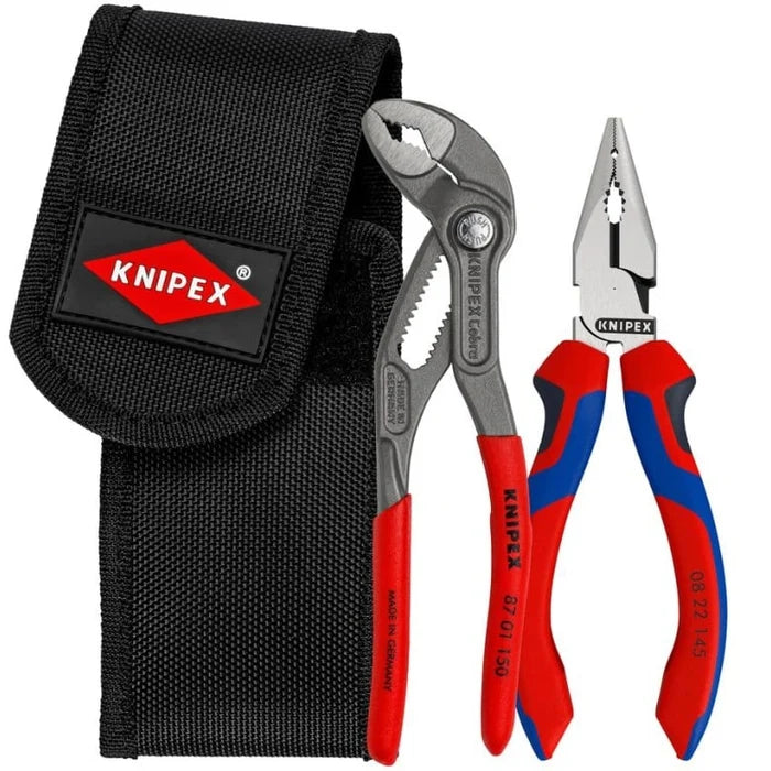 Knipex Mini Pliers in Belt Pouch - 6" Cobra Water Pump and Needle-Nose